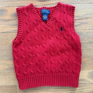 Polo by Ralph Lauren Red Cable Knit Sweater Vest